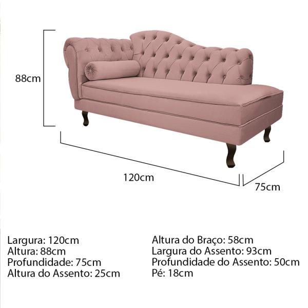 Imagem de Kit Diva Recamier Diana 120cm Lado Direito e 2 Poltronas Classic Linho - Doce Sonho Móveis