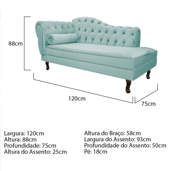 Imagem de Kit Diva Recamier Diana 120cm Lado Direito e 2 Poltronas Classic Suede - Doce Sonho Móveis