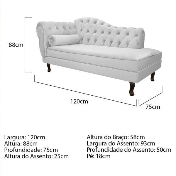 Imagem de Kit Diva Recamier Diana 120cm Lado Direito e 2 Poltronas Classic Suede - Doce Sonho Móveis