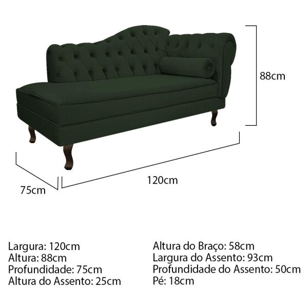 Imagem de Kit Diva Recamier Diana 120cm Lado Esquerdo e 1 Poltrona Classic Linho - Doce Sonho Móveis