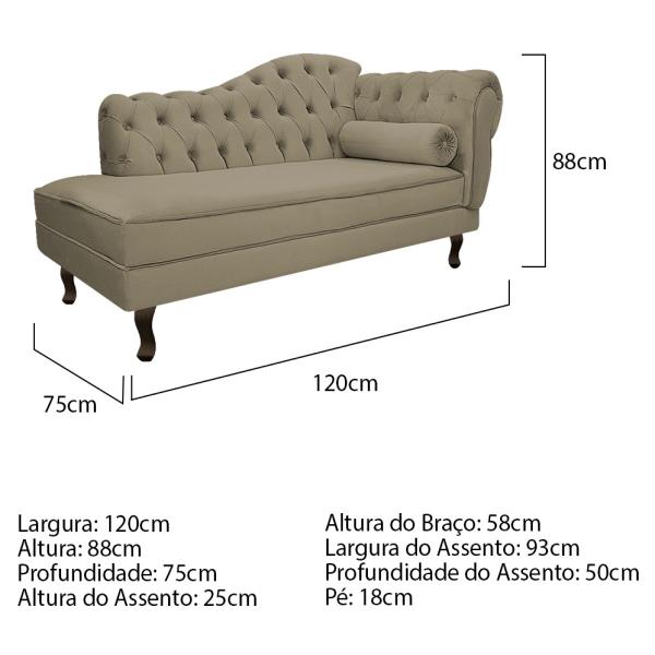 Imagem de Kit Diva Recamier Diana 120cm Lado Esquerdo e 1 Poltrona Classic Suede - ADJ Decor