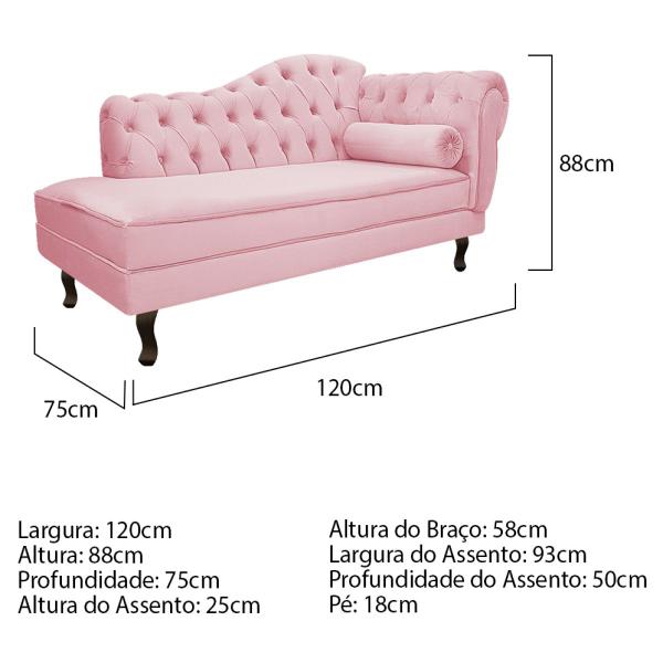 Imagem de Kit Diva Recamier Diana 120cm Lado Esquerdo e 1 Poltrona Classic Suede - ADJ Decor