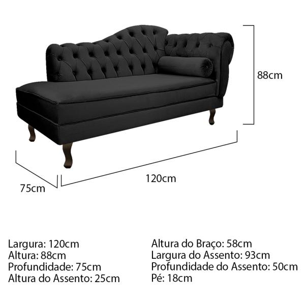 Imagem de Kit Diva Recamier Diana 120cm Lado Esquerdo e 2 Poltrona Classic Linho - Amarena Móveis