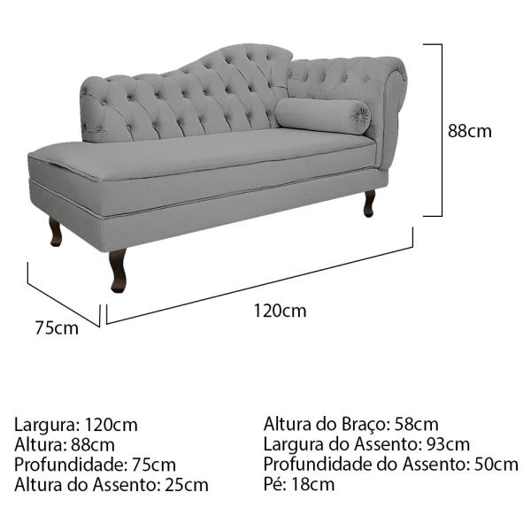 Imagem de Kit Diva Recamier Diana 120cm Lado Esquerdo e 2 Poltronas Classic Corano - Amarena Móveis