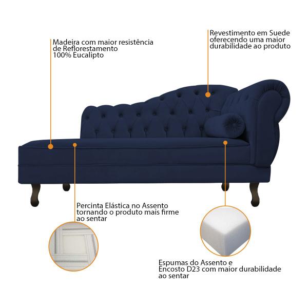 Imagem de Kit Diva Recamier Diana 120cm Lado Esquerdo e 2 Poltronas Classic Suede - Doce Sonho Móveis