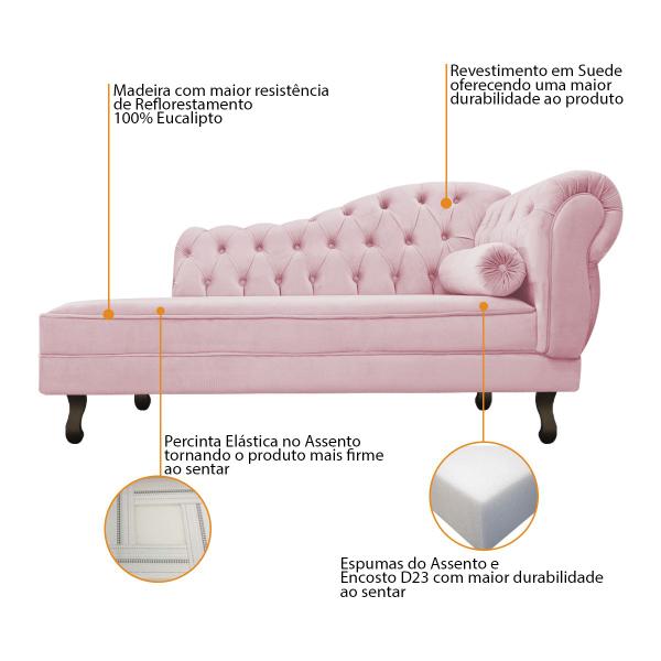 Imagem de Kit Diva Recamier Diana 120cm Lado Esquerdo e 2 Poltronas Classic Suede - Doce Sonho Móveis