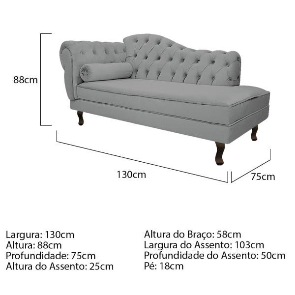 Imagem de Kit Diva Recamier Diana 130cm Lado Direito e 01 Poltrona Classic Corano - Doce Sonho Móveis