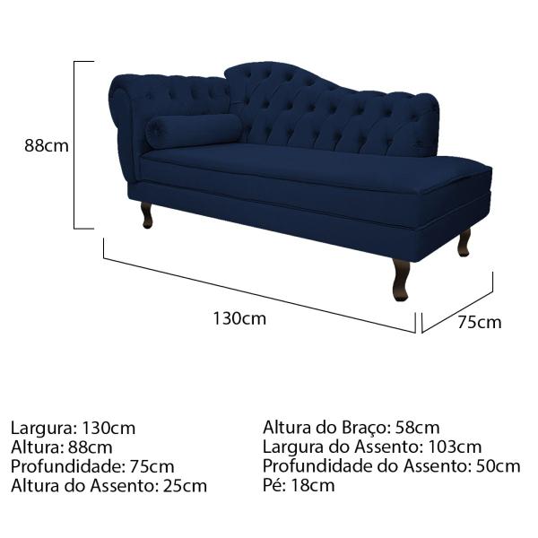 Imagem de Kit Diva Recamier Diana 130cm Lado Direito e 01 Poltrona Classic Suede - Amarena Móveis