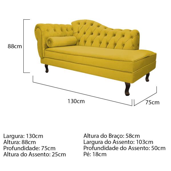 Imagem de Kit Diva Recamier Diana 130cm Lado Direito e 01 Poltrona Classic Suede - Doce Sonho Móveis