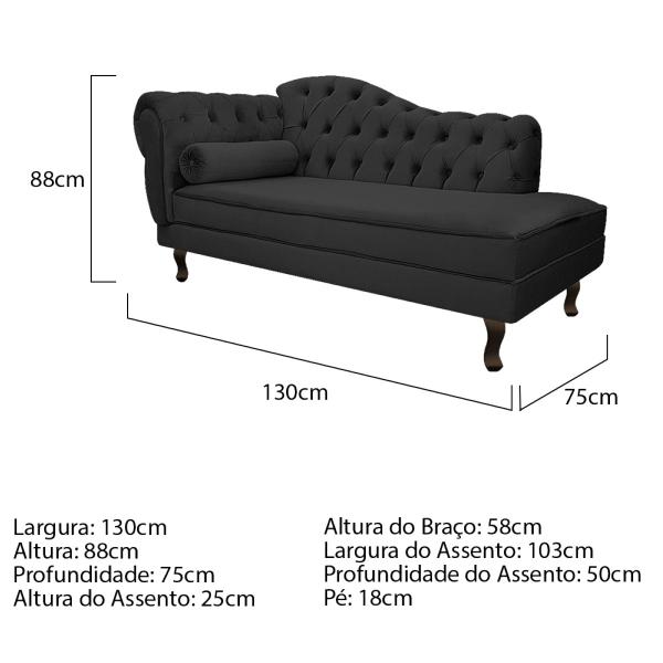 Imagem de Kit Diva Recamier Diana 130cm Lado Direito e 02 Poltronas Classic Linho - Amarena Móveis