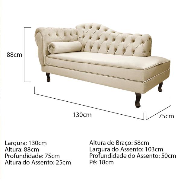 Imagem de Kit Diva Recamier Diana 130cm Lado Direito e 02 Poltronas Julia Corano - ADJ Decor