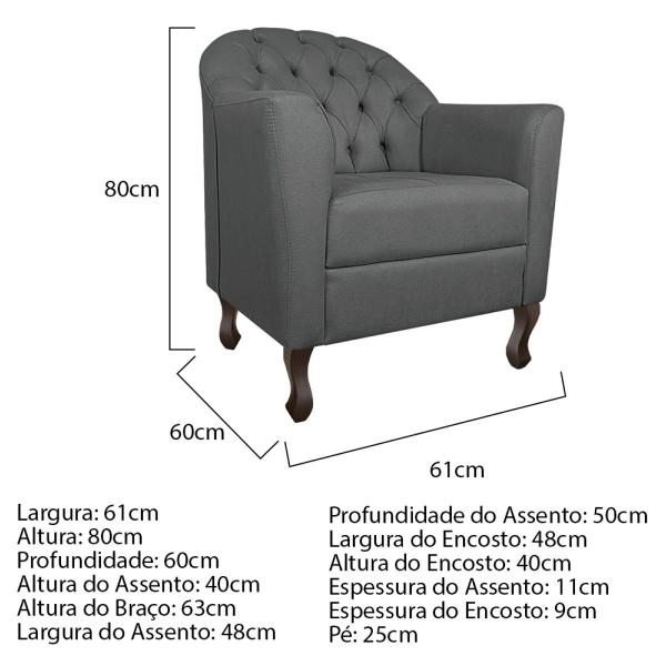 Imagem de Kit Diva Recamier Diana 130cm Lado Direito e 02 Poltronas Julia Corano - Amarena Móveis