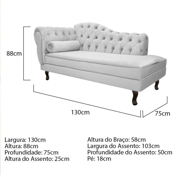 Imagem de Kit Diva Recamier Diana 130cm Lado Direito e 02 Poltronas Julia Corano - Doce Sonho Móveis