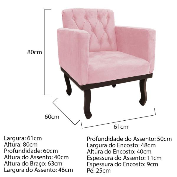 Imagem de Kit Diva Recamier Diana 130cm Lado Esquerdo e 01 Poltrona Classic Suede - Amarena Móveis