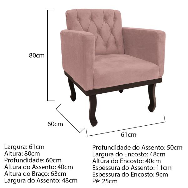 Imagem de Kit Diva Recamier Diana 130cm Lado Esquerdo e 02 Poltronas Classic Linho - ADJ Decor