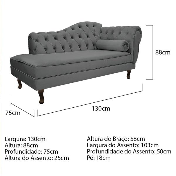 Imagem de Kit Diva Recamier Diana 130cm Lado Esquerdo e 02 Poltronas Julia Corano - Doce Sonho Móveis