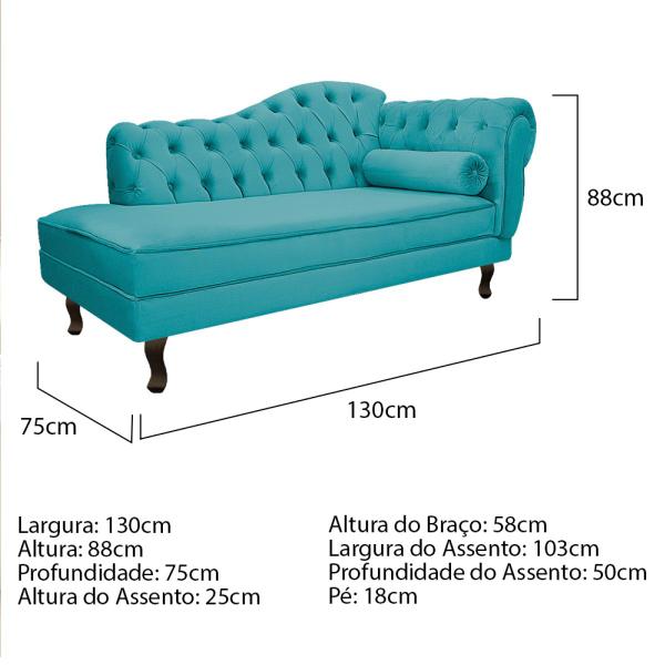 Imagem de Kit Diva Recamier Diana 130cm Lado Esquerdo e 02 Poltronas Julia Suede - Doce Sonho Móveis