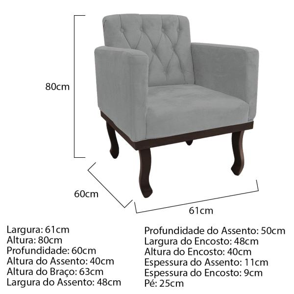 Imagem de Kit Diva Recamier Diana 140cm Lado Direito e 01 Poltrona Classic Corano - Doce Sonho Móveis