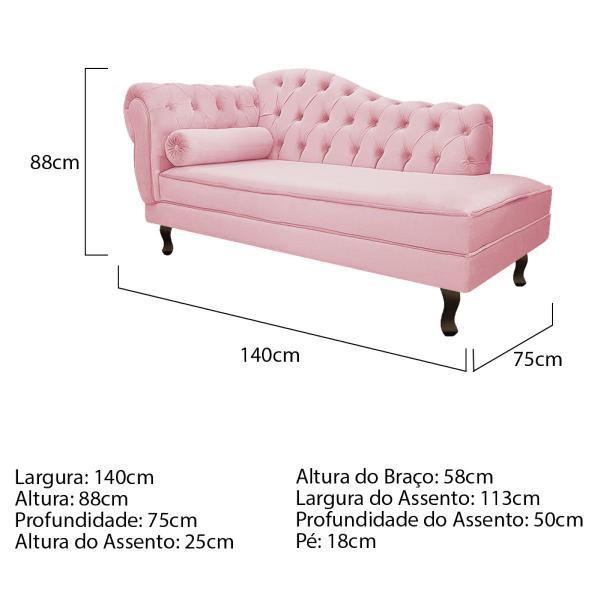 Imagem de Kit Diva Recamier Diana 140cm Lado Direito e 01 Poltrona Classic Suede - Amarena Móveis