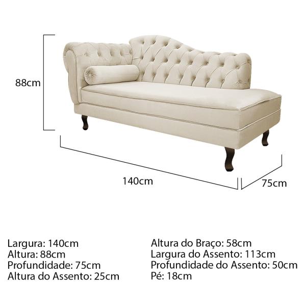 Imagem de Kit Diva Recamier Diana 140cm Lado Direito e 02 Poltronas Classic Suede - ADJ Decor