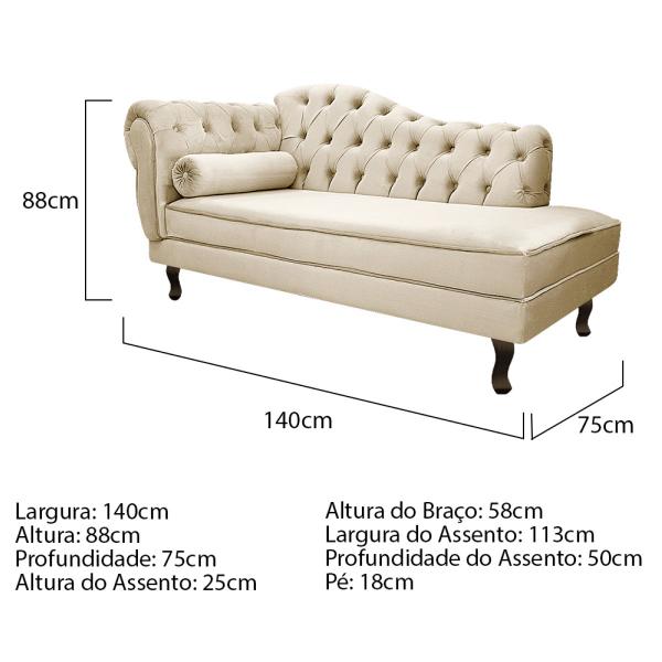 Imagem de Kit Diva Recamier Diana 140cm Lado Direito e 02 Poltronas Julia Corano - Amarena Móveis