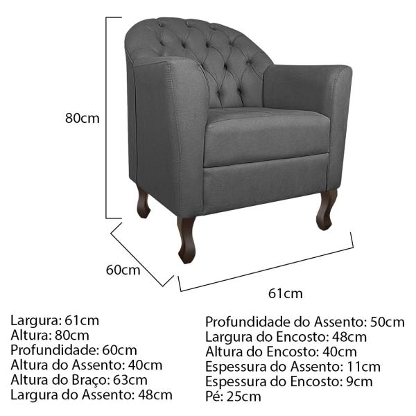 Imagem de Kit Diva Recamier Diana 140cm Lado Direito e 02 Poltronas Julia Linho - ADJ Decor