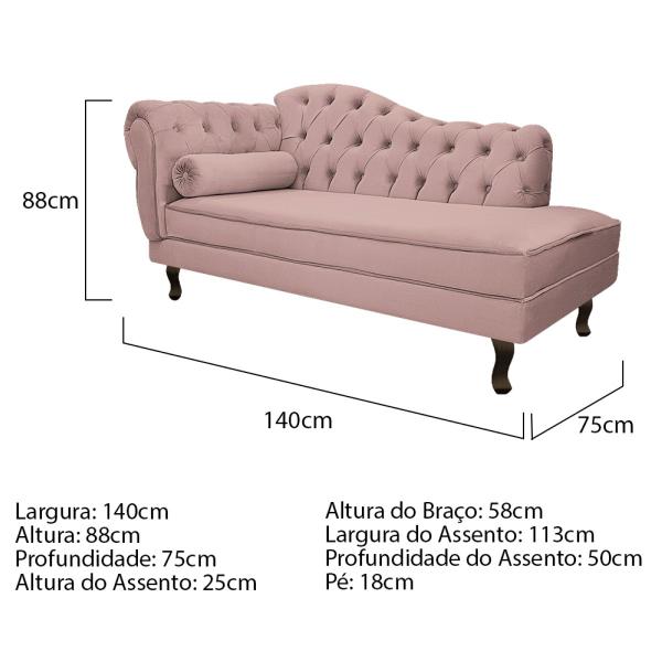 Imagem de Kit Diva Recamier Diana 140cm Lado Direito e 02 Poltronas Julia Linho - ADJ Decor