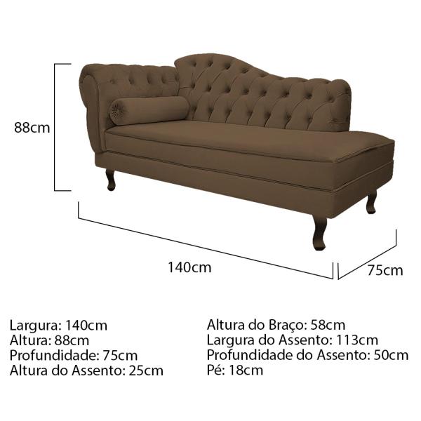 Imagem de Kit Diva Recamier Diana 140cm Lado Direito e 02 Poltronas Julia Suede - Amarena Móveis