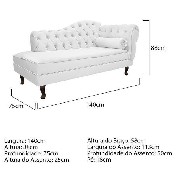 Imagem de Kit Diva Recamier Diana 140cm Lado Esquerdo e 01 Poltrona Classic Corano - Doce Sonho Móveis