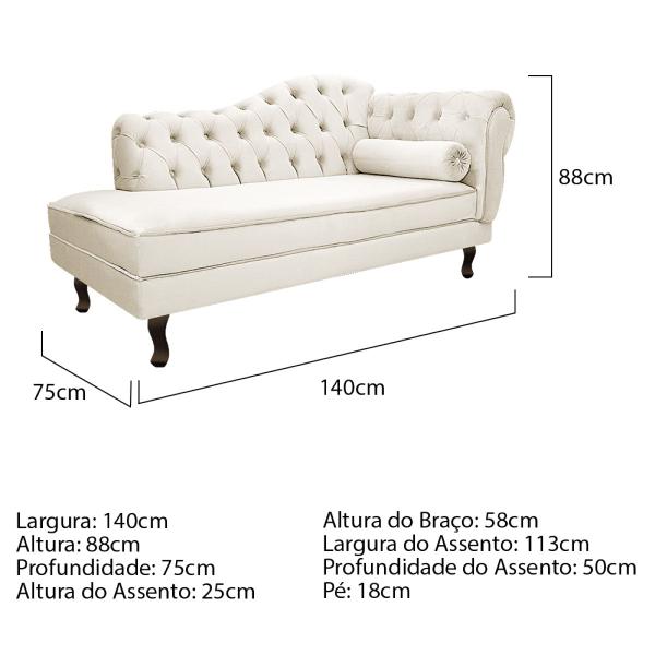 Imagem de Kit Diva Recamier Diana 140cm Lado Esquerdo e 02 Poltronas Classic Corano - Amarena Móveis