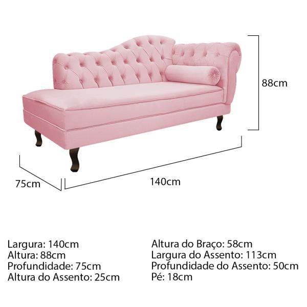 Imagem de Kit Diva Recamier Diana 140cm Lado Esquerdo e 02 Poltronas Classic Suede - Amarena Móveis