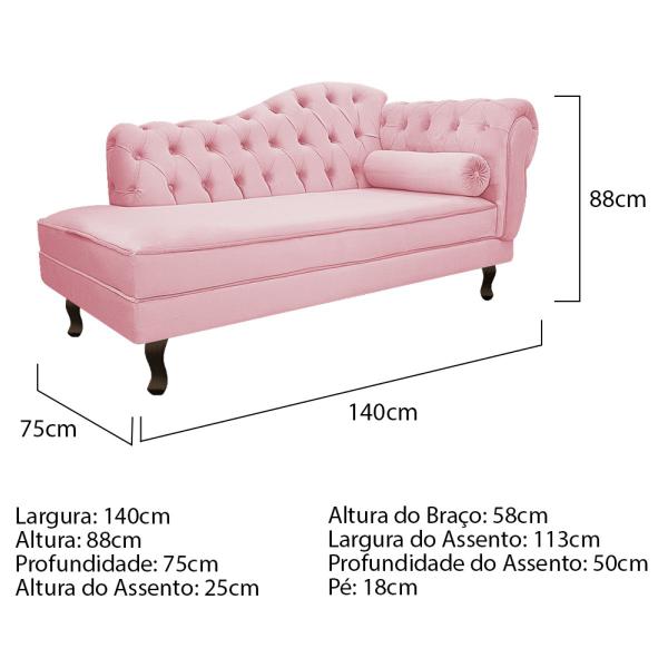 Imagem de Kit Diva Recamier Diana 140cm Lado Esquerdo e 02 Poltronas Julia Suede - Amarena Móveis