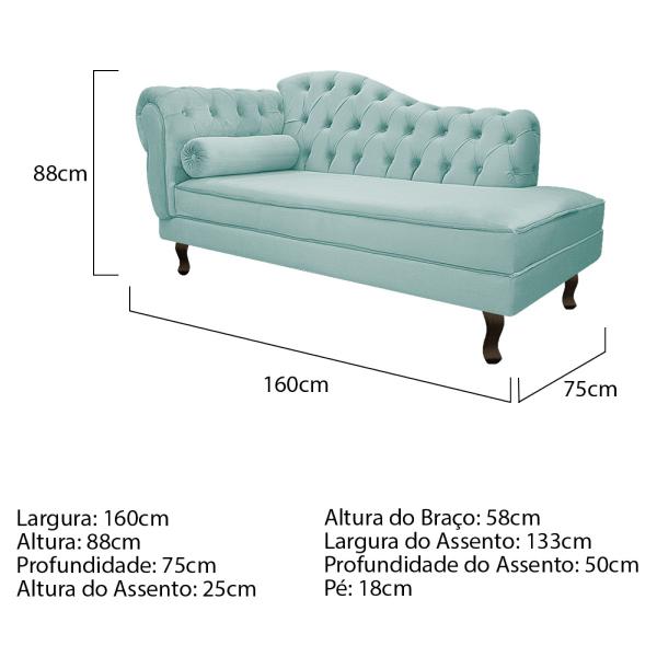 Imagem de Kit Diva Recamier Diana 160cm Lado Direito e 01 Poltrona Classic Suede - Amarena Móveis