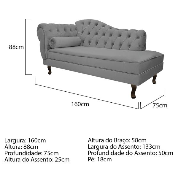 Imagem de Kit Diva Recamier Diana 160cm Lado Direito e 01 Poltrona Classic Suede - Amarena Móveis