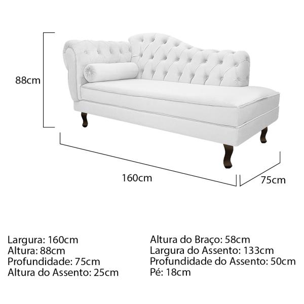 Imagem de Kit Diva Recamier Diana 160cm Lado Direito e 02 Poltronas Classic Corano - ADJ Decor