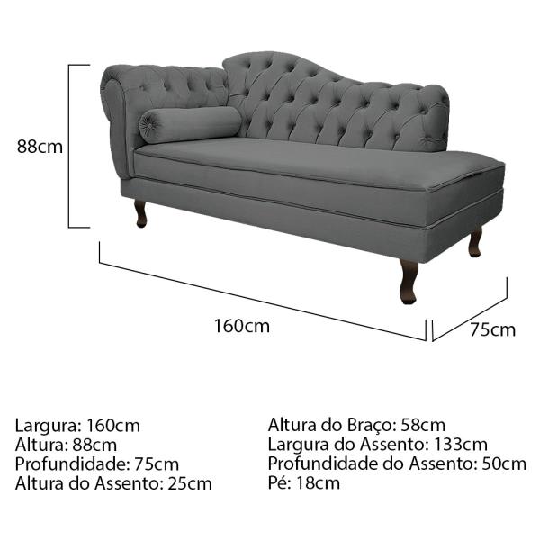 Imagem de Kit Diva Recamier Diana 160cm Lado Direito e 02 Poltronas Julia Corano - Amarena Móveis