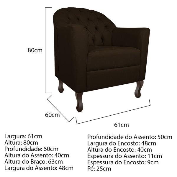 Imagem de Kit Diva Recamier Diana 160cm Lado Direito e 02 Poltronas Julia Corano - Doce Sonho Móveis