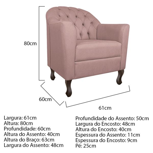 Imagem de Kit Diva Recamier Diana 160cm Lado Direito e 02 Poltronas Julia Linho - Amarena Móveis