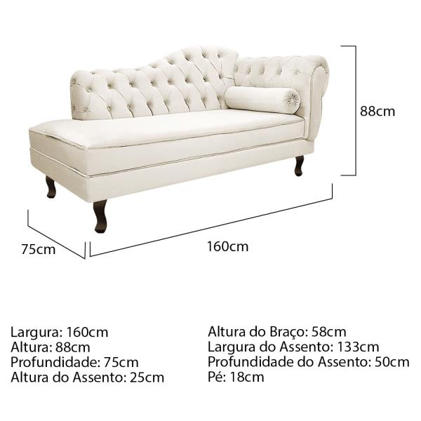 Imagem de Kit Diva Recamier Diana 160cm Lado Esquerdo e 01 Poltrona Classic Corano - Doce Sonho Móveis