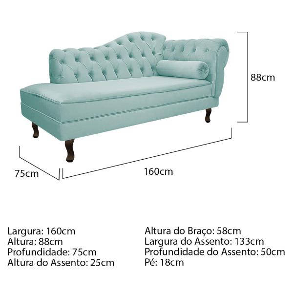 Imagem de Kit Diva Recamier Diana 160cm Lado Esquerdo e 01 Poltrona Classic Suede - ADJ Decor