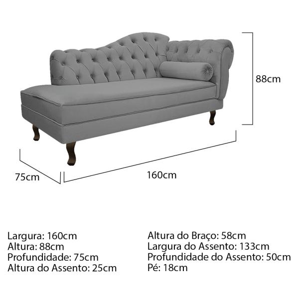 Imagem de Kit Diva Recamier Diana 160cm Lado Esquerdo e 02 Poltronas Classic Suede - ADJ Decor