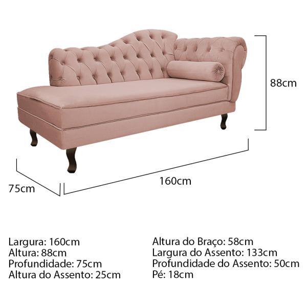 Imagem de Kit Diva Recamier Diana 160cm Lado Esquerdo e 02 Poltronas Julia Suede - ADJ Decor