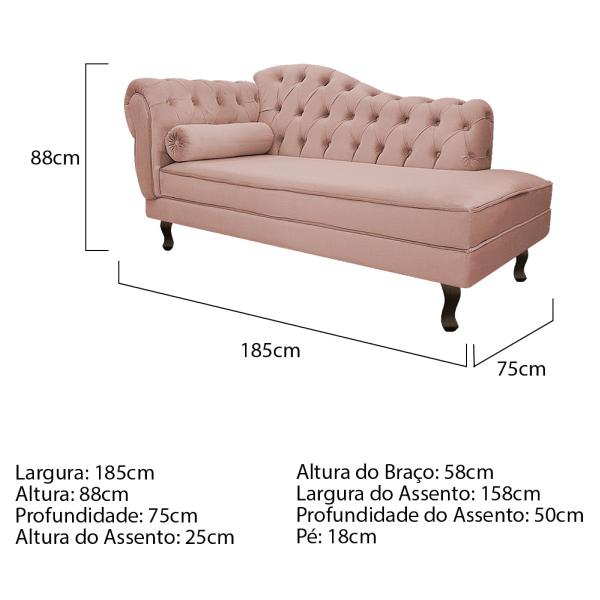 Imagem de Kit Diva Recamier Diana 185cm Lado Direito e 01 Poltrona Classic Suede - ADJ Decor