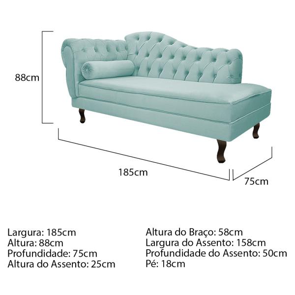 Imagem de Kit Diva Recamier Diana 185cm Lado Direito e 01 Poltrona Classic Suede - Doce Sonho Móveis