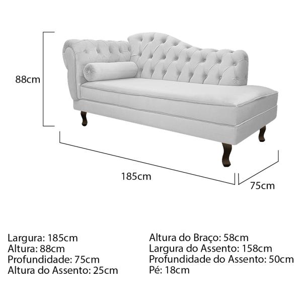 Imagem de Kit Diva Recamier Diana 185cm Lado Direito e 02 Poltronas Classic Suede - ADJ Decor