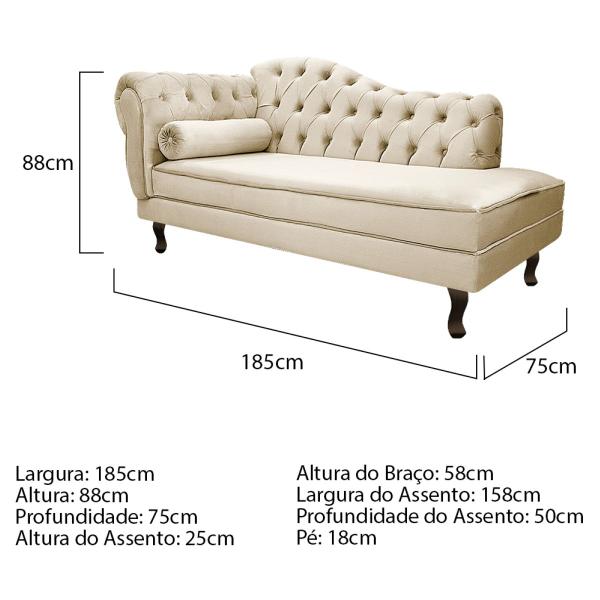 Imagem de Kit Diva Recamier Diana 185cm Lado Direito e 02 Poltronas Julia Corano - ADJ Decor