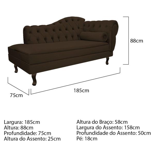 Imagem de Kit Diva Recamier Diana 185cm Lado Esquerdo e 01 Poltrona Classic Corano - Doce Sonho Móveis