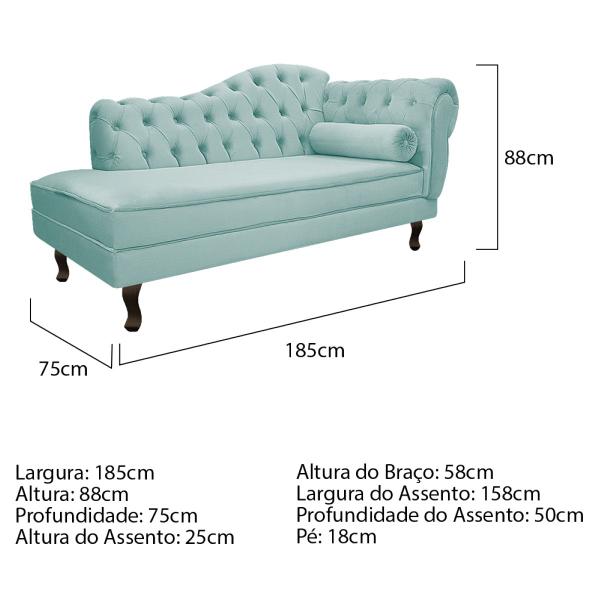 Imagem de Kit Diva Recamier Diana 185cm Lado Esquerdo e 01 Poltrona Classic Suede - ADJ Decor