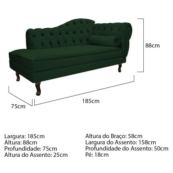 Imagem de Kit Diva Recamier Diana 185cm Lado Esquerdo e 01 Poltrona Classic Suede - Doce Sonho Móveis