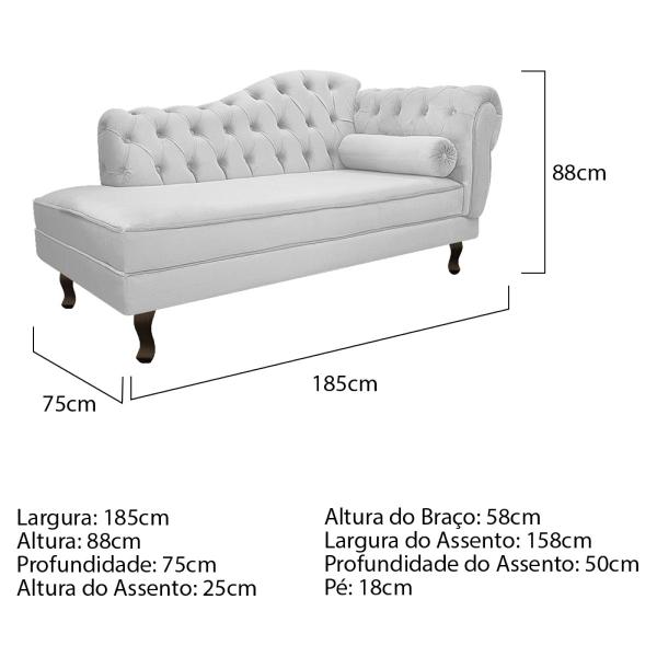 Imagem de Kit Diva Recamier Diana 185cm Lado Esquerdo e 02 Poltronas Classic Suede - ADJ Decor